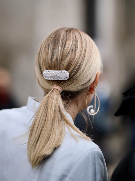 prada hair clip white